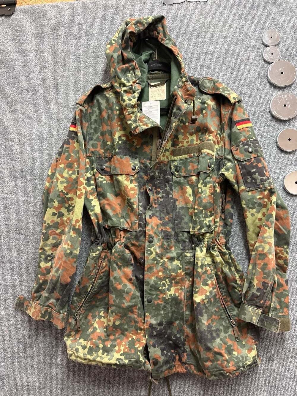 German Military Bundeswehr Flecktarn Camo Parka Field Jacket Size 165-175/95